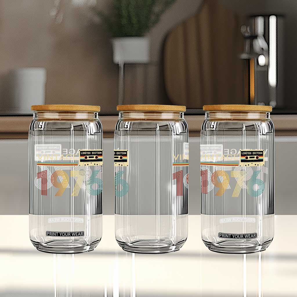 Vintage 1976 Retro Cassette Tape Graphic Glass Can Awesome Since 1976 Birthday Gift TS02 Print Your Wear