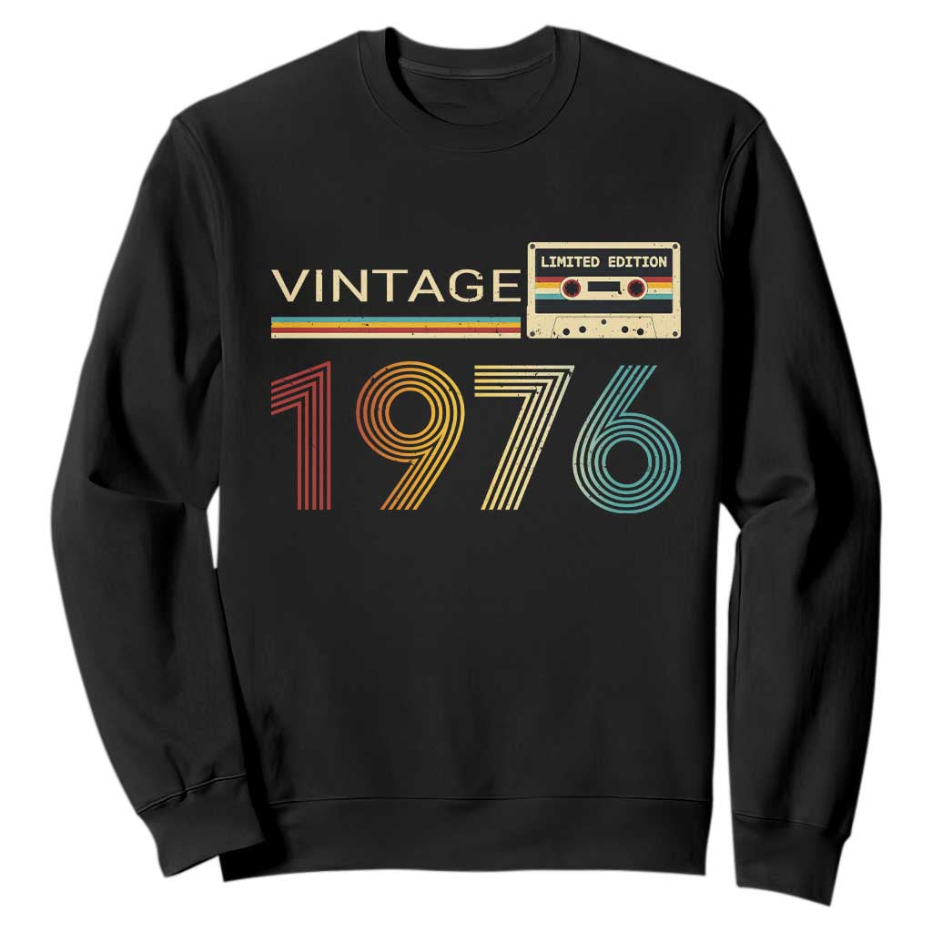 Vintage 1976 Retro Cassette Tape Graphic Sweatshirt Awesome Since 1976 Birthday Gift TS02 Black Print Your Wear