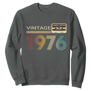 Vintage 1976 Retro Cassette Tape Graphic Sweatshirt Awesome Since 1976 Birthday Gift TS02 Dark Heather Print Your Wear
