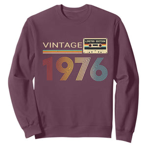 Vintage 1976 Retro Cassette Tape Graphic Sweatshirt Awesome Since 1976 Birthday Gift TS02 Maroon Print Your Wear