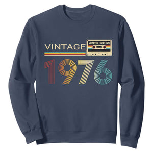 Vintage 1976 Retro Cassette Tape Graphic Sweatshirt Awesome Since 1976 Birthday Gift TS02 Navy Print Your Wear