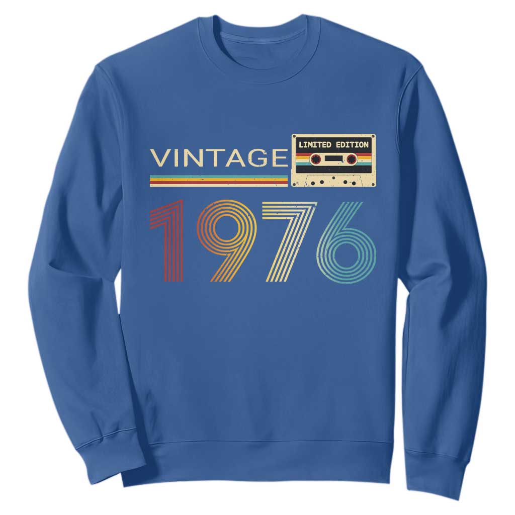 Vintage 1976 Retro Cassette Tape Graphic Sweatshirt Awesome Since 1976 Birthday Gift TS02 Royal Blue Print Your Wear