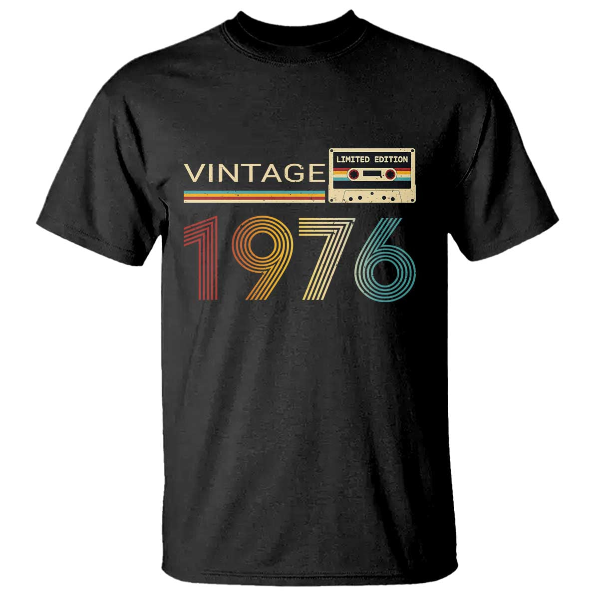 Vintage 1976 Retro Cassette Tape Graphic T Shirt Awesome Since 1976 Birthday Gift TS02 Black Print Your Wear