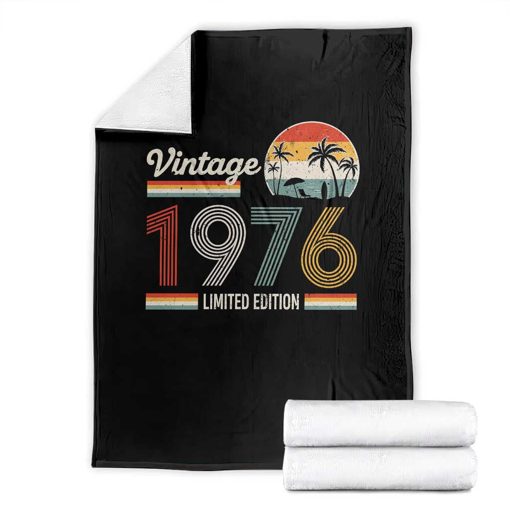 Vintage 1976 Limited Edition Throw Blanket Retro Sunset 50th Birthday Graphic TS02 Black Print Your Wear