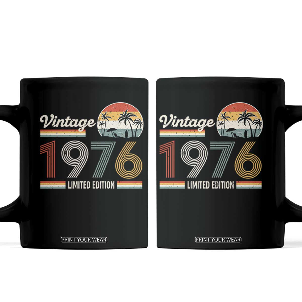 Vintage 1976 Limited Edition Coffee Mug Retro Sunset 50th Birthday Graphic TS02 Black Print Your Wear