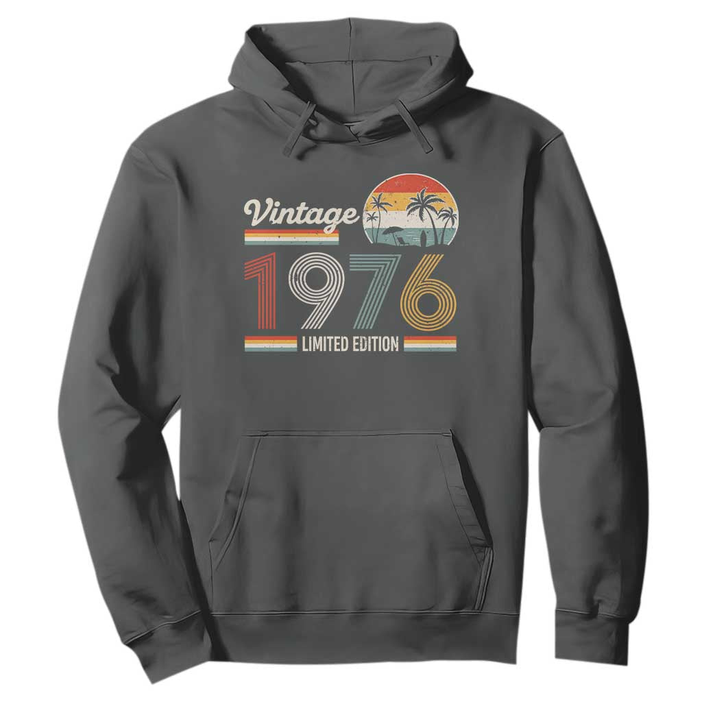 Vintage 1976 Limited Edition Hoodie Retro Sunset 50th Birthday Graphic TS02 Dark Heather Print Your Wear