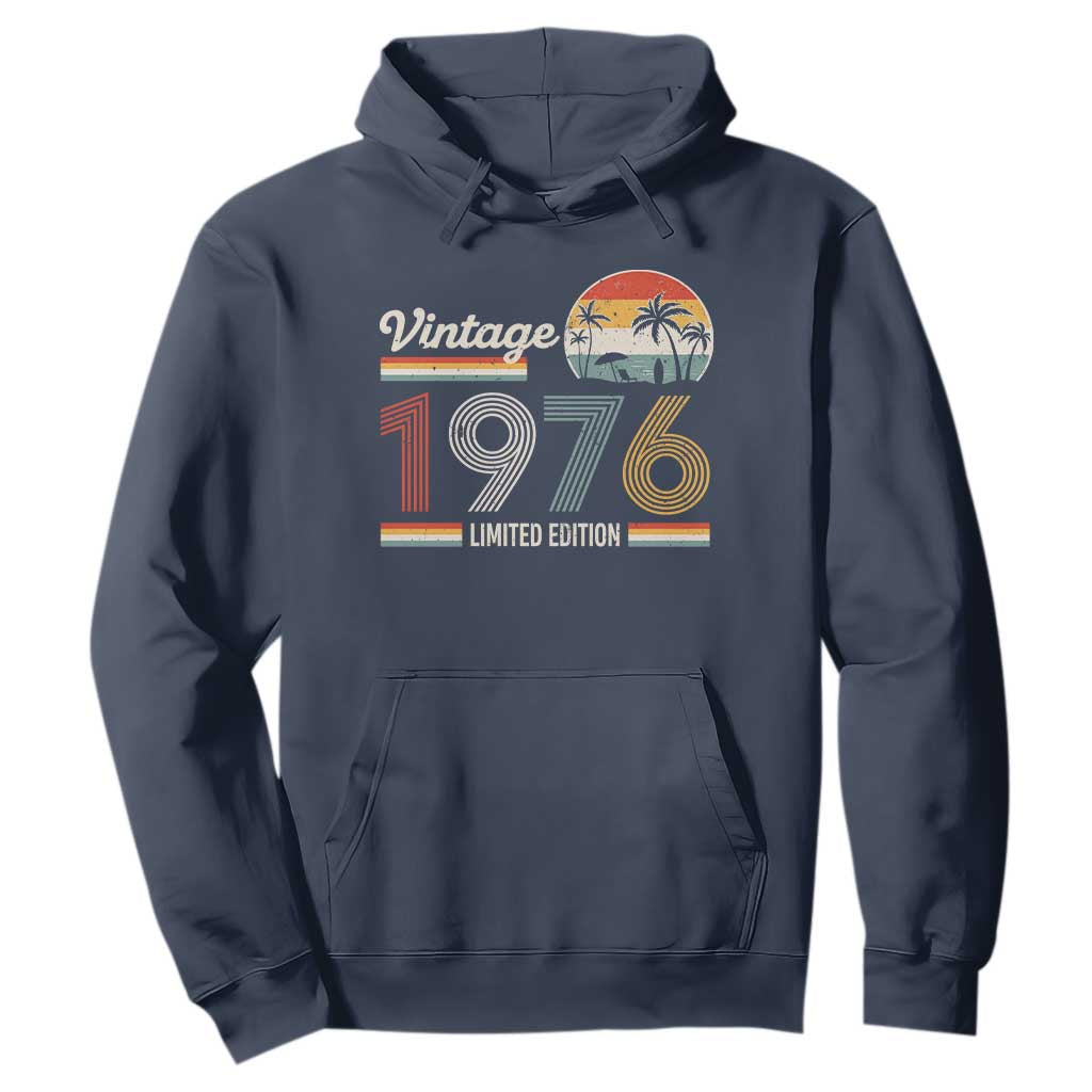 Vintage 1976 Limited Edition Hoodie Retro Sunset 50th Birthday Graphic TS02 Navy Print Your Wear