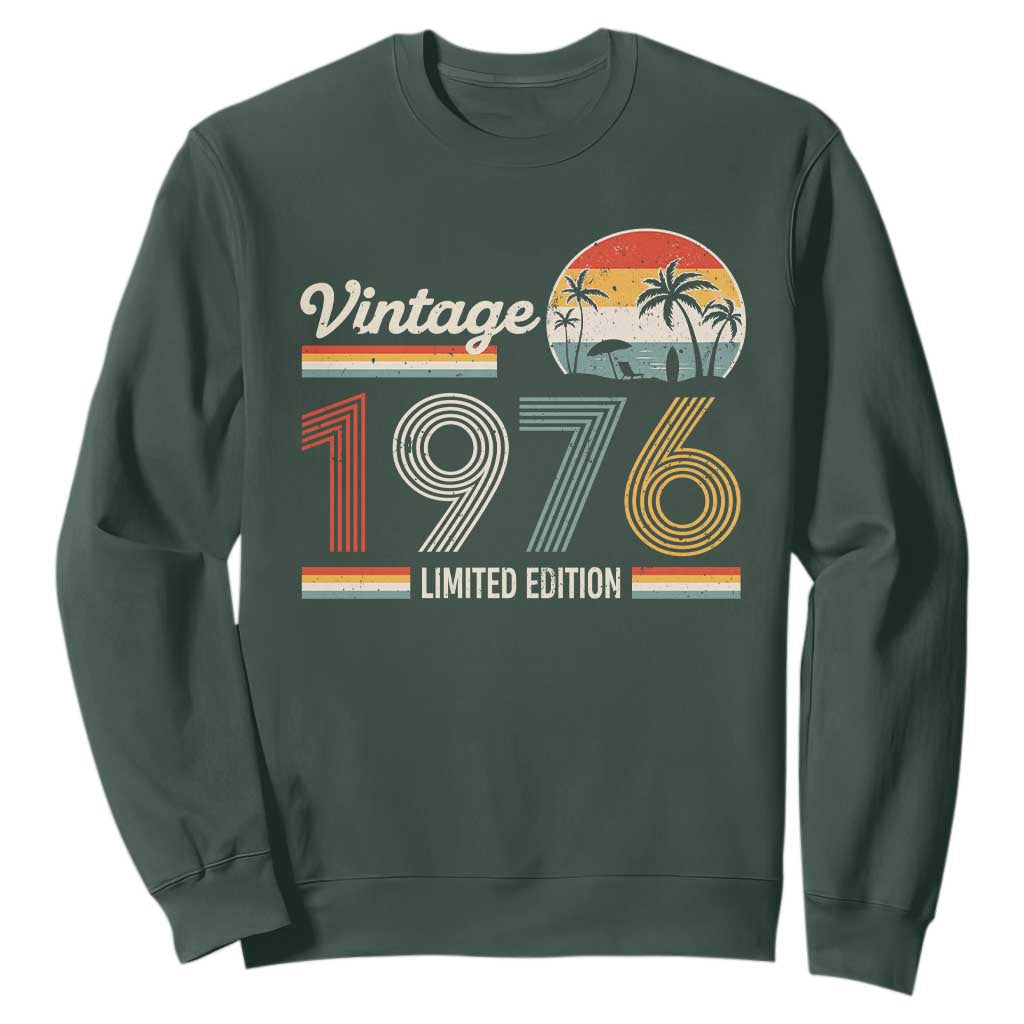 Vintage 1976 Limited Edition Sweatshirt Retro Sunset 50th Birthday Graphic TS02 Dark Forest Green Print Your Wear