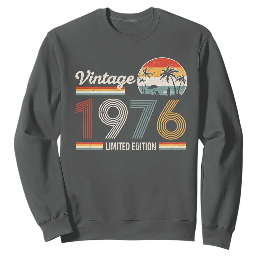 Vintage 1976 Limited Edition Sweatshirt Retro Sunset 50th Birthday Graphic TS02 Dark Heather Print Your Wear