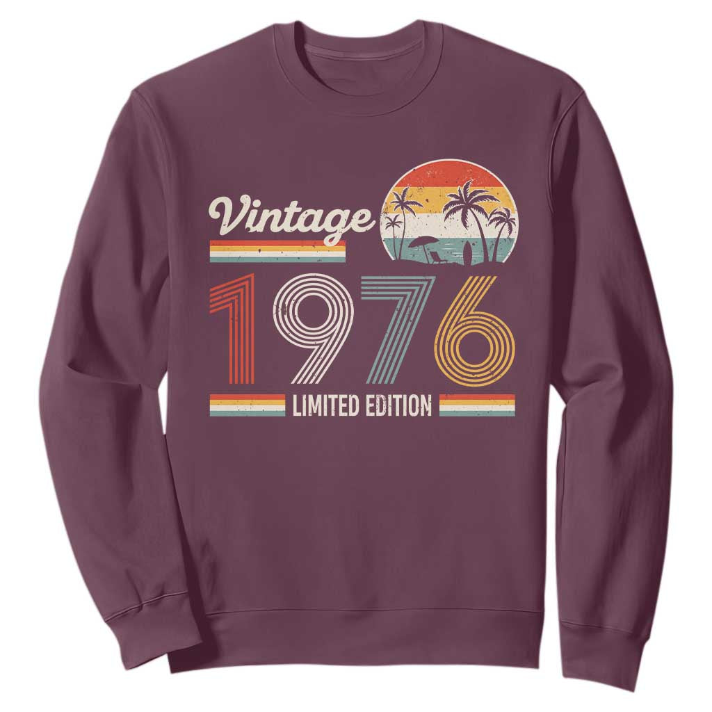 Vintage 1976 Limited Edition Sweatshirt Retro Sunset 50th Birthday Graphic TS02 Maroon Print Your Wear