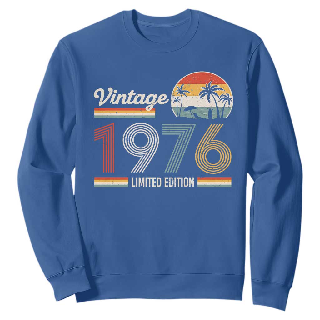 Vintage 1976 Limited Edition Sweatshirt Retro Sunset 50th Birthday Graphic TS02 Royal Blue Print Your Wear