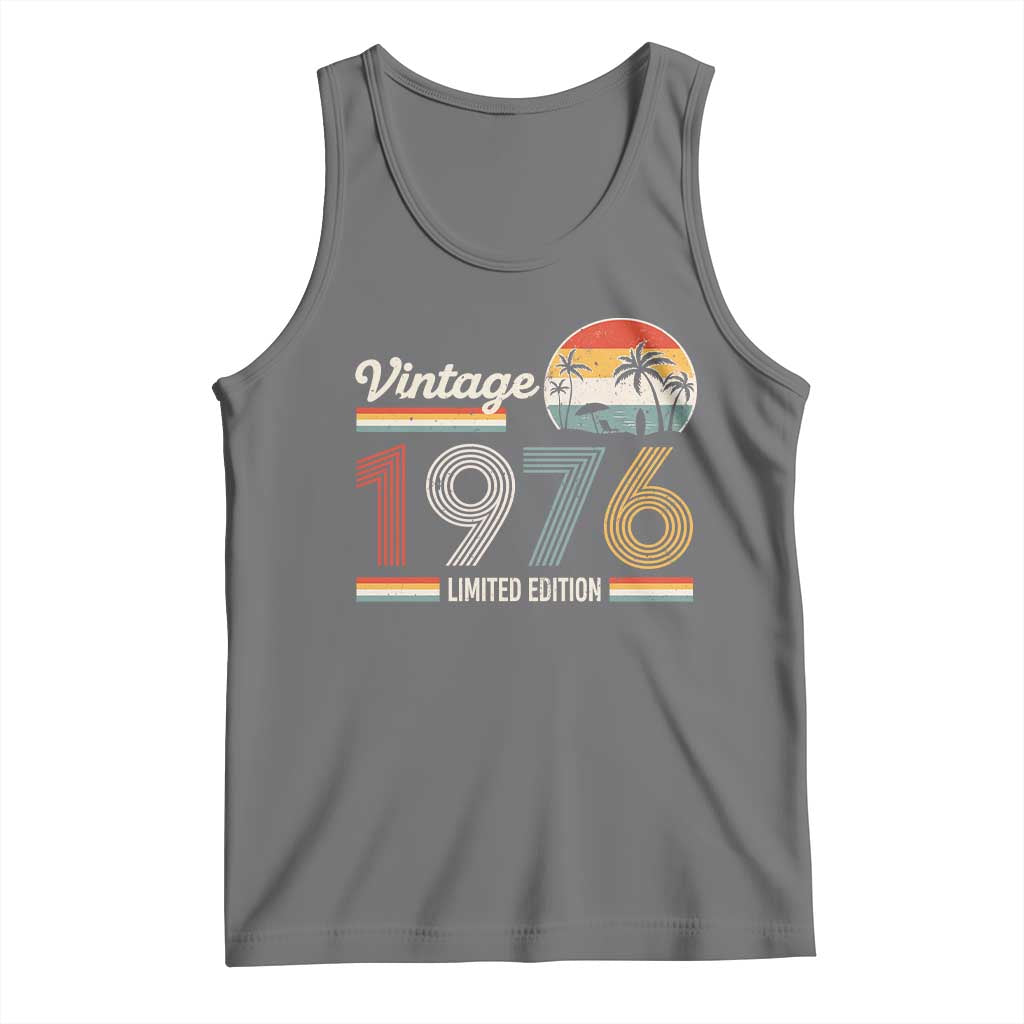 Vintage 1976 Limited Edition Tank Top Retro Sunset 50th Birthday Graphic TS02 Black Heather Print Your Wear