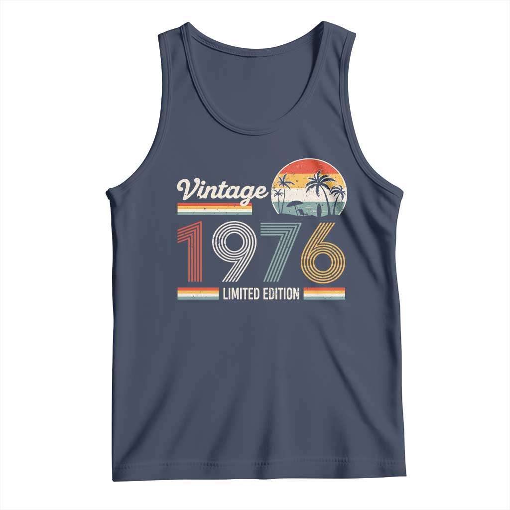 Vintage 1976 Limited Edition Tank Top Retro Sunset 50th Birthday Graphic TS02 Navy Print Your Wear