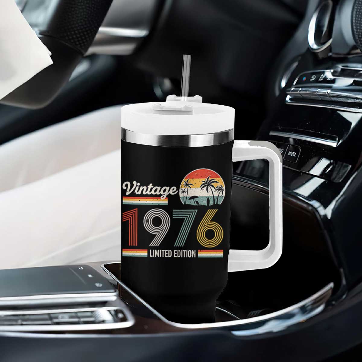 Vintage 1976 Limited Edition Tumbler With Handle Retro Sunset 50th Birthday Graphic TS02 Print Your Wear