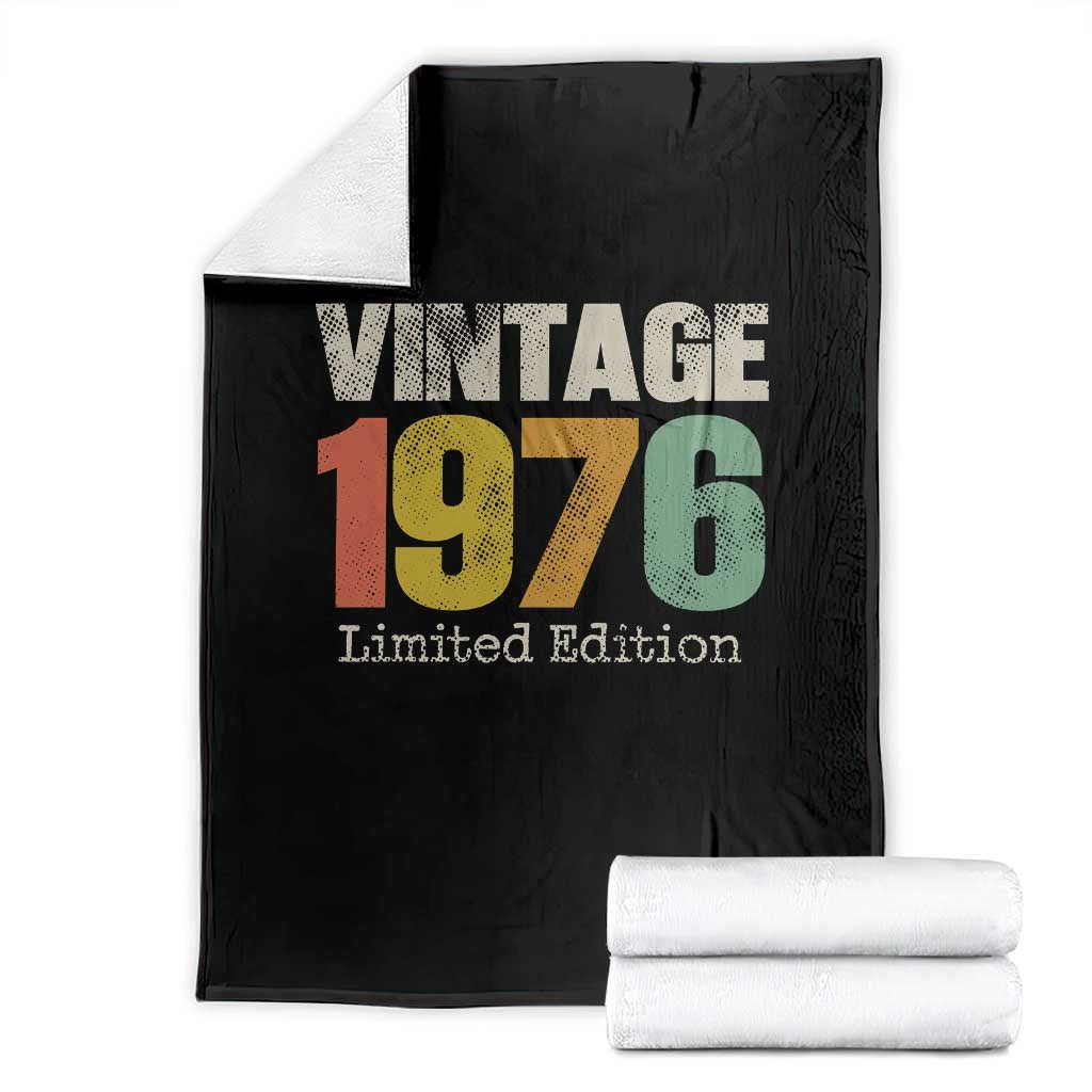Vintage 1976 Limited Edition Throw Blanket Distressed Retro Typography 50th Birthday TS02 Black Print Your Wear