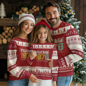 Vintage 1976 Limited Edition Ugly Christmas Sweater Distressed Retro Typography 50th Birthday TS02 Red Beige Print Your Wear