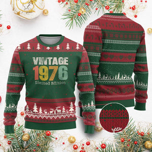 Vintage 1976 Limited Edition Ugly Christmas Sweater Distressed Retro Typography 50th Birthday TS02 Red Green Print Your Wear