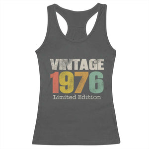 Vintage 1976 Limited Edition Racerback Tank Top Distressed Retro Typography 50th Birthday TS02 Dark Heather Print Your Wear