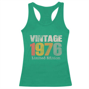 Vintage 1976 Limited Edition Racerback Tank Top Distressed Retro Typography 50th Birthday TS02 Irish Green Print Your Wear