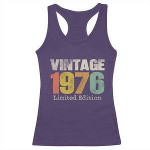 Vintage 1976 Limited Edition Racerback Tank Top Distressed Retro Typography 50th Birthday TS02 Purple Print Your Wear