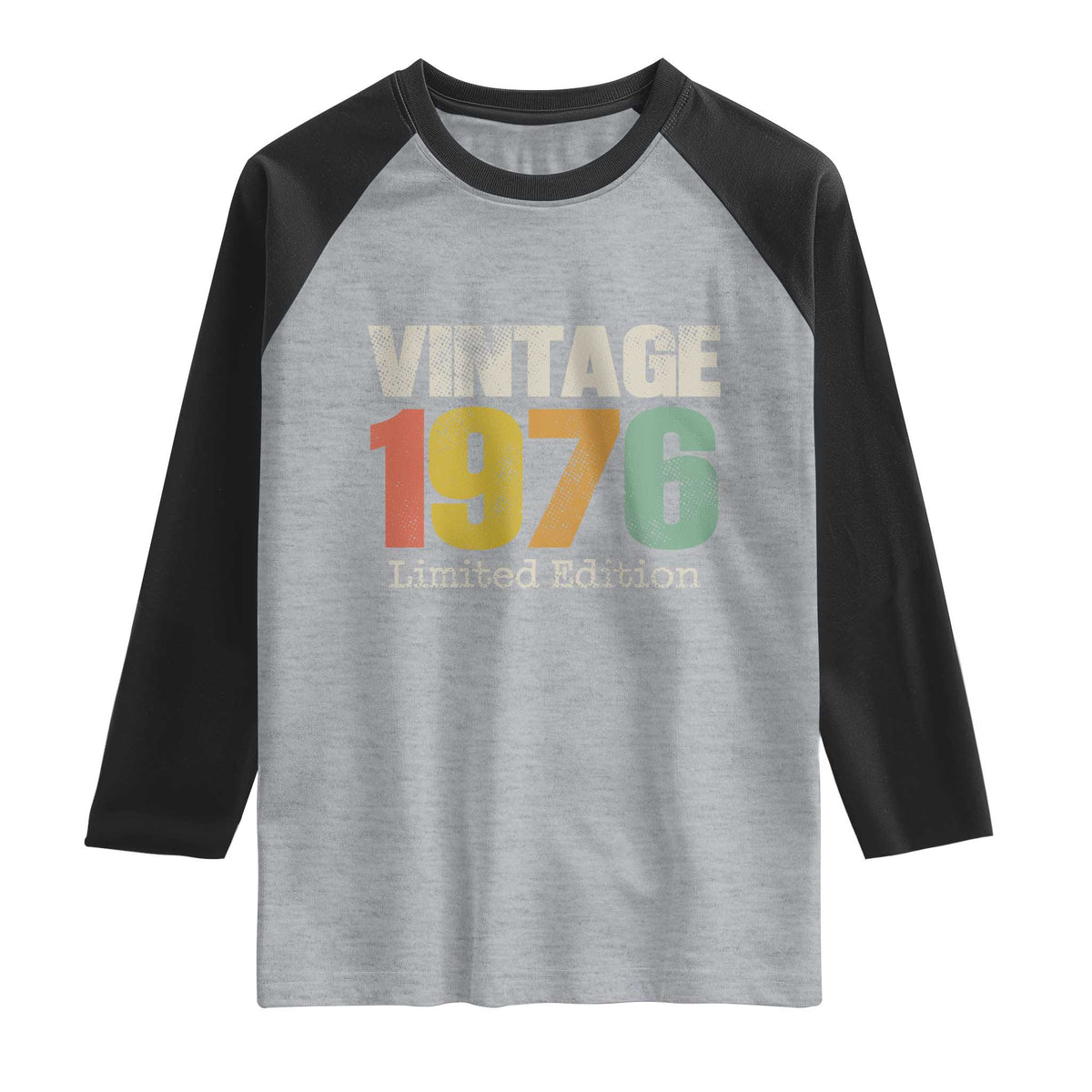 Vintage 1976 Limited Edition Raglan Shirt Distressed Retro Typography 50th Birthday TS02 Heather Gray Black Print Your Wear