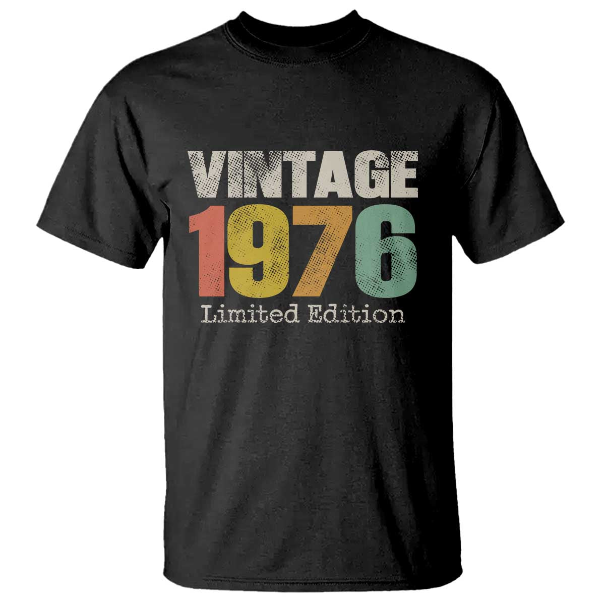 Vintage 1976 Limited Edition T Shirt Distressed Retro Typography 50th Birthday TS02 Black Print Your Wear