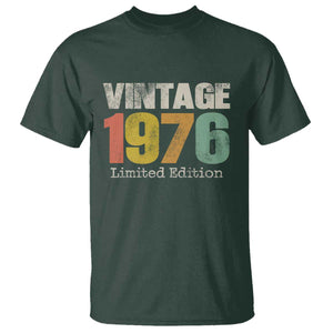 Vintage 1976 Limited Edition T Shirt Distressed Retro Typography 50th Birthday TS02 Dark Forest Green Print Your Wear
