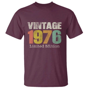 Vintage 1976 Limited Edition T Shirt Distressed Retro Typography 50th Birthday TS02 Maroon Print Your Wear