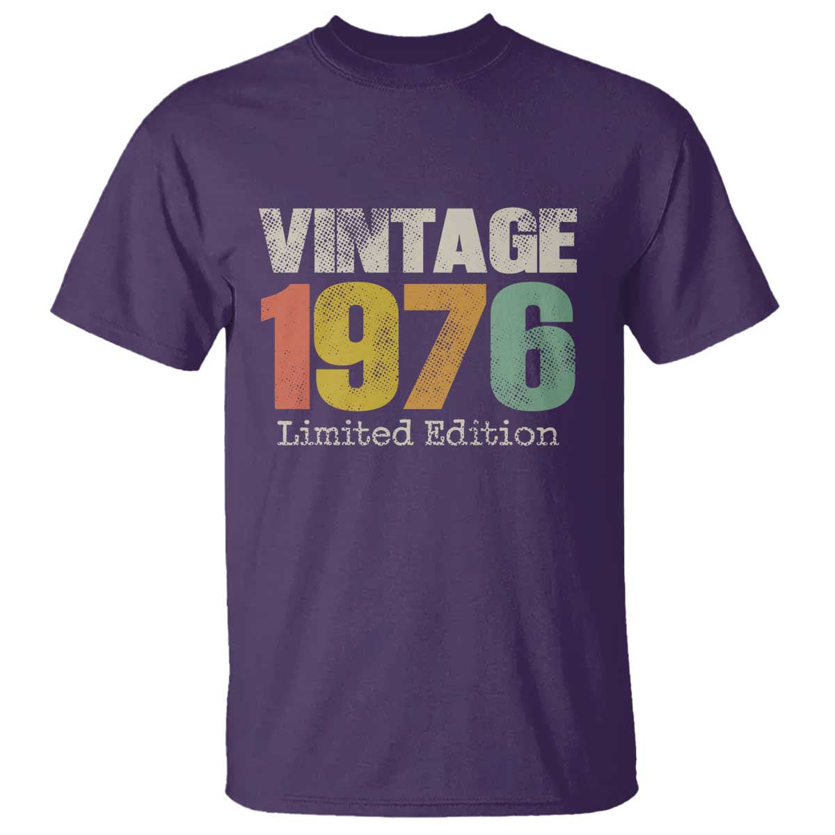 Vintage 1976 Limited Edition T Shirt Distressed Retro Typography 50th Birthday TS02 Purple Print Your Wear