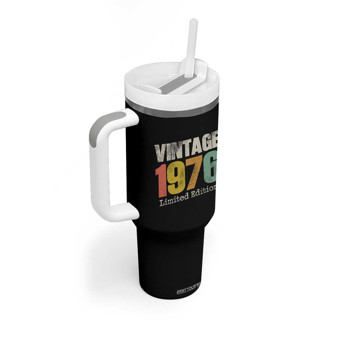 Vintage 1976 Limited Edition Tumbler With Handle Distressed Retro Typography 50th Birthday TS02 Print Your Wear