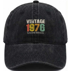 Vintage 1976 Limited Edition Washed Cotton Baseball Cap Distressed Retro Typography 50th Birthday TS02 Print Your Wear