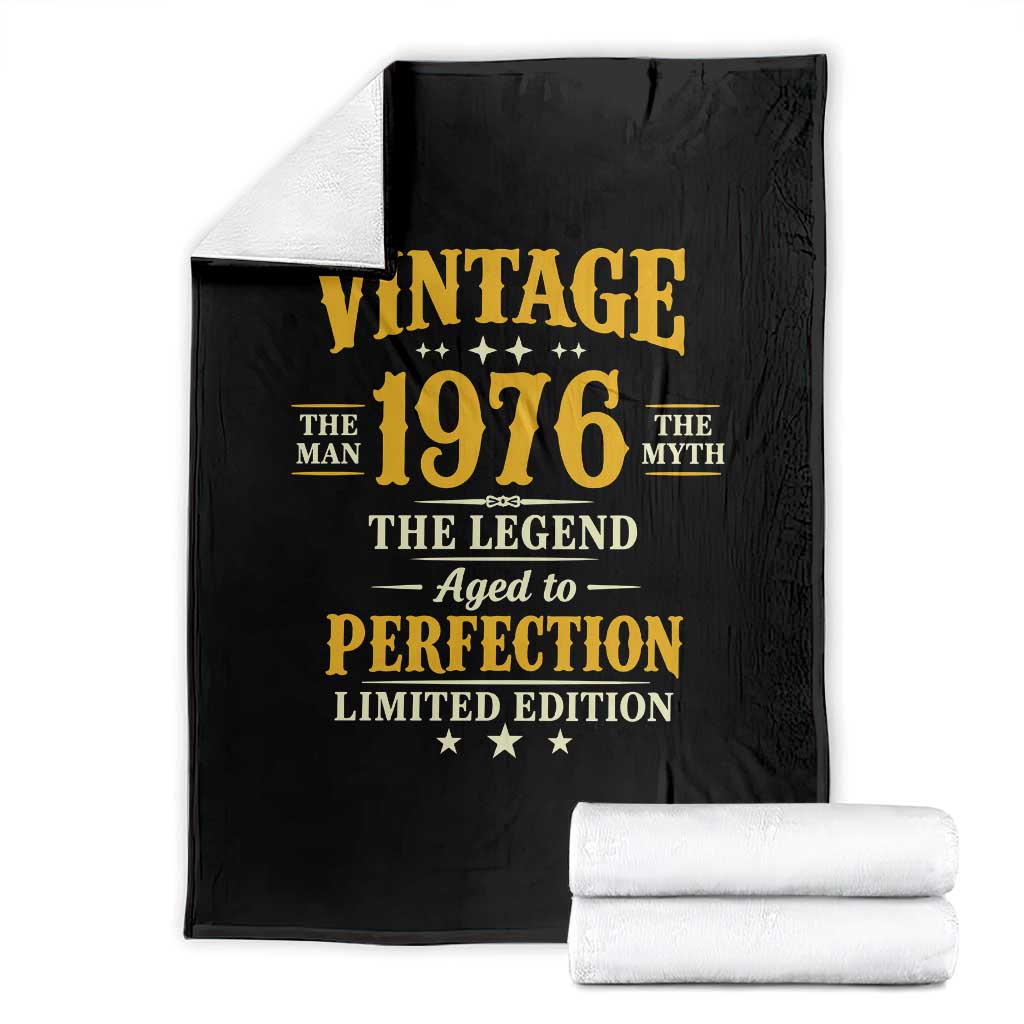Vintage 1976 Aged to Perfection Throw Blanket Limited Edition Retro 50th Birthday TS02 Black Print Your Wear