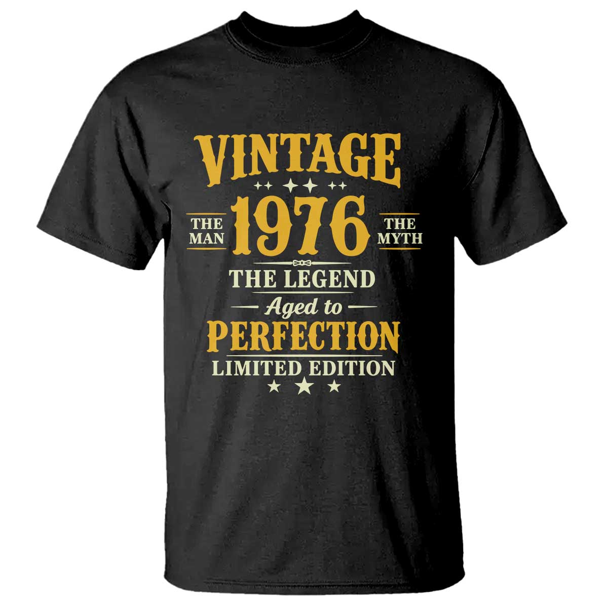 Vintage 1976 Aged to Perfection T Shirt Limited Edition Retro 50th Birthday TS02 Black Print Your Wear