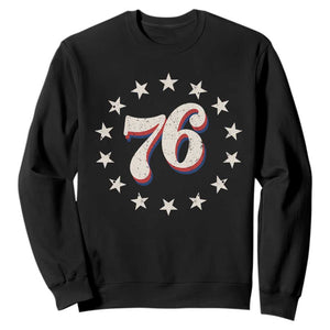 Patriotic Retro 76 American Flag Stars Circle Sweatshirt 1976 Milestone Birthday Graphic TS02 Black Print Your Wear