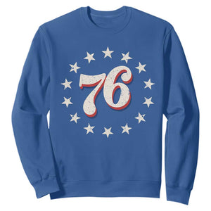 Patriotic Retro 76 American Flag Stars Circle Sweatshirt 1976 Milestone Birthday Graphic TS02 Royal Blue Print Your Wear