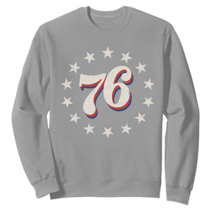 Patriotic Retro 76 American Flag Stars Circle Sweatshirt 1976 Milestone Birthday Graphic TS02 Sport Gray Print Your Wear