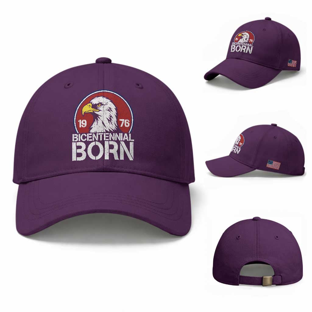 Patriotic Bicentennial Born 1976 Baseball Cap American Bald Eagle 50th Birthday TS02 Baseball Cap Universal Fit Purple Print Your Wear