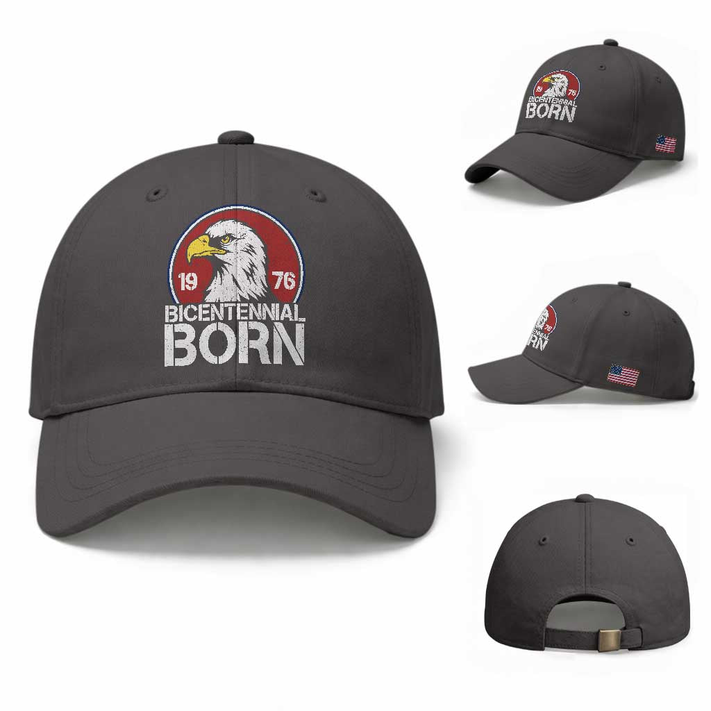 Patriotic Bicentennial Born 1976 Baseball Cap American Bald Eagle 50th Birthday TS02 Baseball Cap Universal Fit Dark Gray Print Your Wear