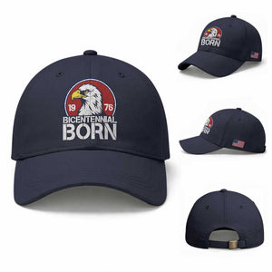 Patriotic Bicentennial Born 1976 Baseball Cap American Bald Eagle 50th Birthday TS02 Baseball Cap Universal Fit Navy Print Your Wear