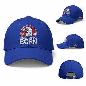 Patriotic Bicentennial Born 1976 Baseball Cap American Bald Eagle 50th Birthday TS02 Baseball Cap Universal Fit Royal Blue Print Your Wear