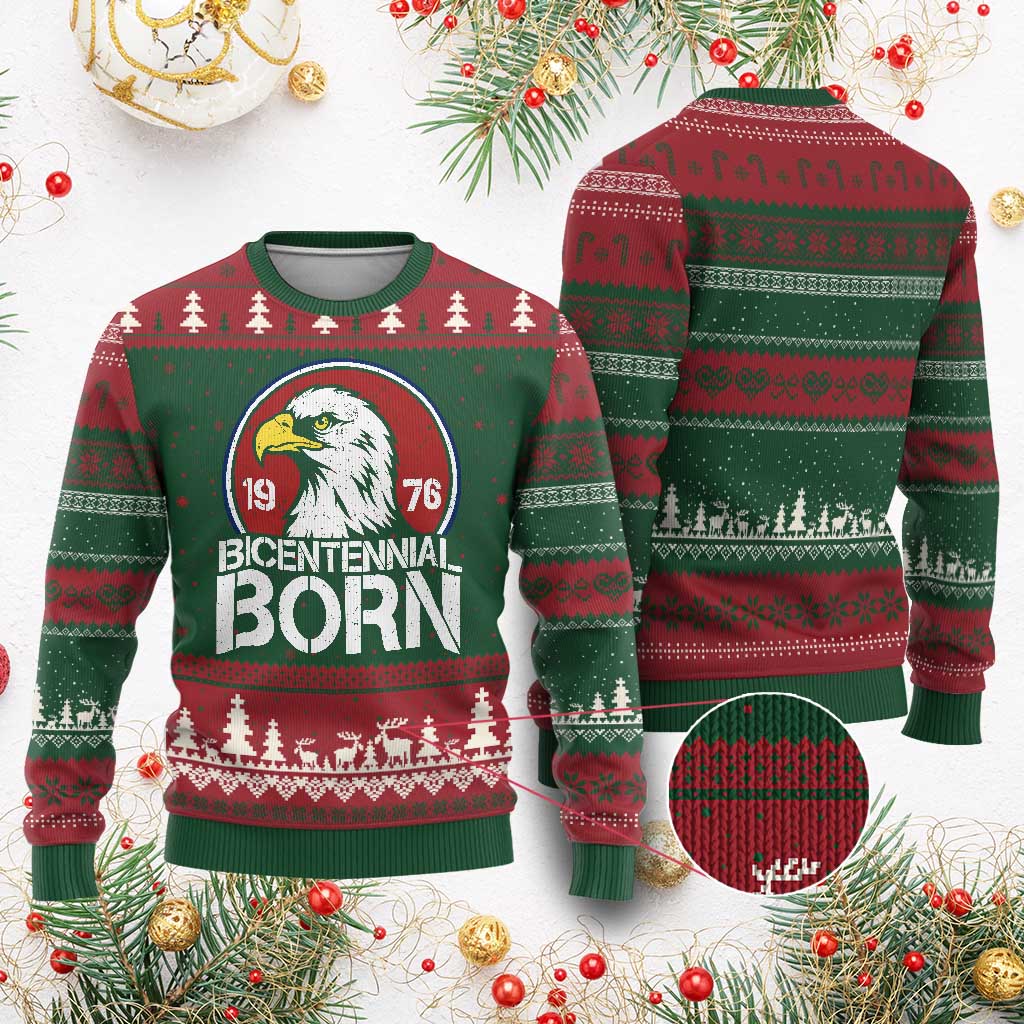 Patriotic Bicentennial Born 1976 Ugly Christmas Sweater American Bald Eagle 50th Birthday TS02 Red Green Print Your Wear