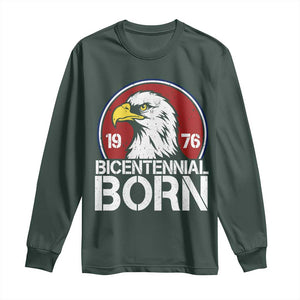 Patriotic Bicentennial Born 1976 Long Sleeve Shirt American Bald Eagle 50th Birthday TS02 Dark Forest Green Print Your Wear