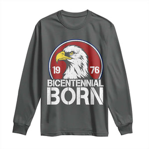 Patriotic Bicentennial Born 1976 Long Sleeve Shirt American Bald Eagle 50th Birthday TS02 Dark Heather Print Your Wear