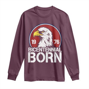 Patriotic Bicentennial Born 1976 Long Sleeve Shirt American Bald Eagle 50th Birthday TS02 Maroon Print Your Wear