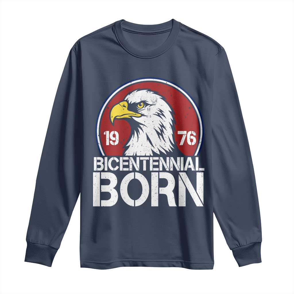 Patriotic Bicentennial Born 1976 Long Sleeve Shirt American Bald Eagle 50th Birthday TS02 Navy Print Your Wear