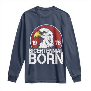 Patriotic Bicentennial Born 1976 Long Sleeve Shirt American Bald Eagle 50th Birthday TS02 Navy Print Your Wear