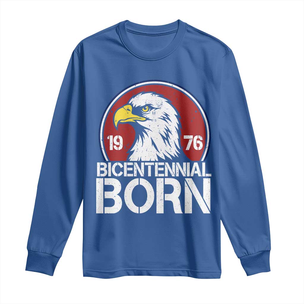 Patriotic Bicentennial Born 1976 Long Sleeve Shirt American Bald Eagle 50th Birthday TS02 Royal Blue Print Your Wear