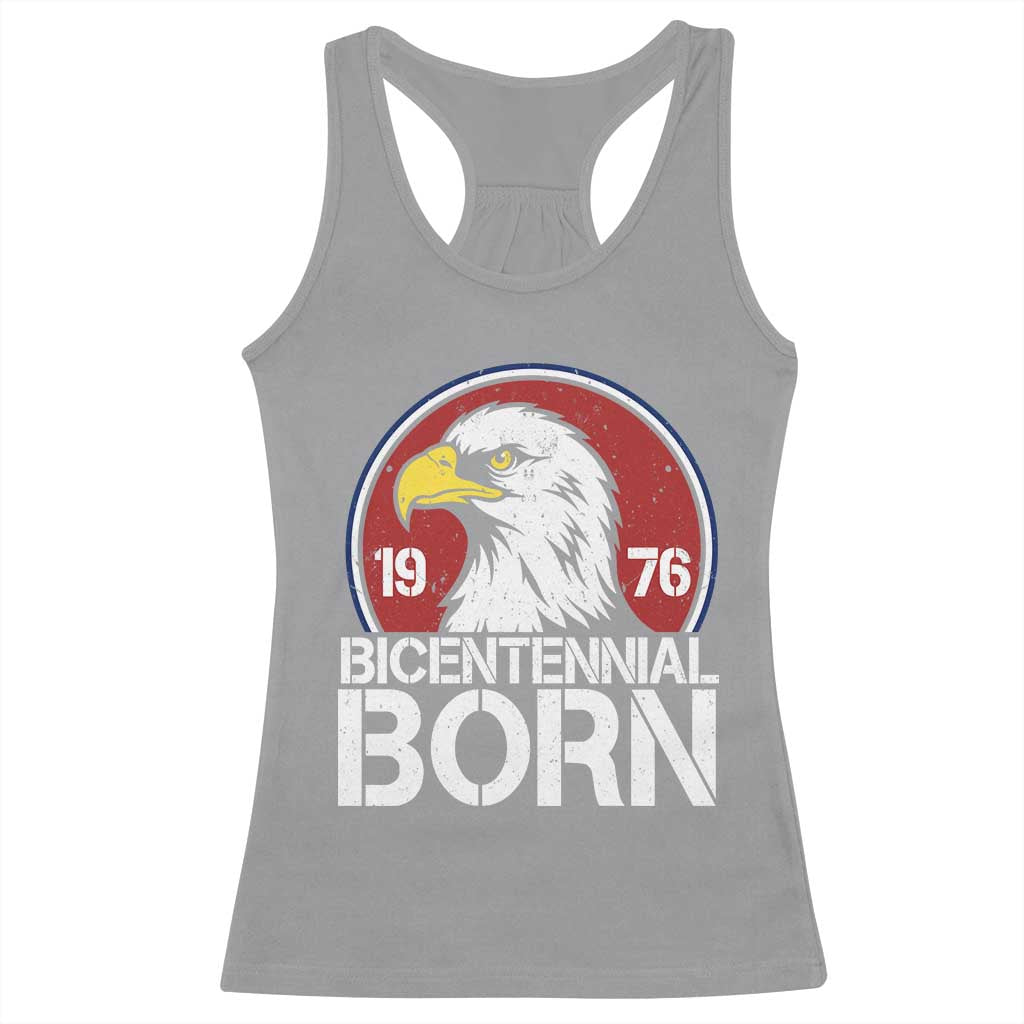 Patriotic Bicentennial Born 1976 Racerback Tank Top American Bald Eagle 50th Birthday TS02 Sport Gray Print Your Wear