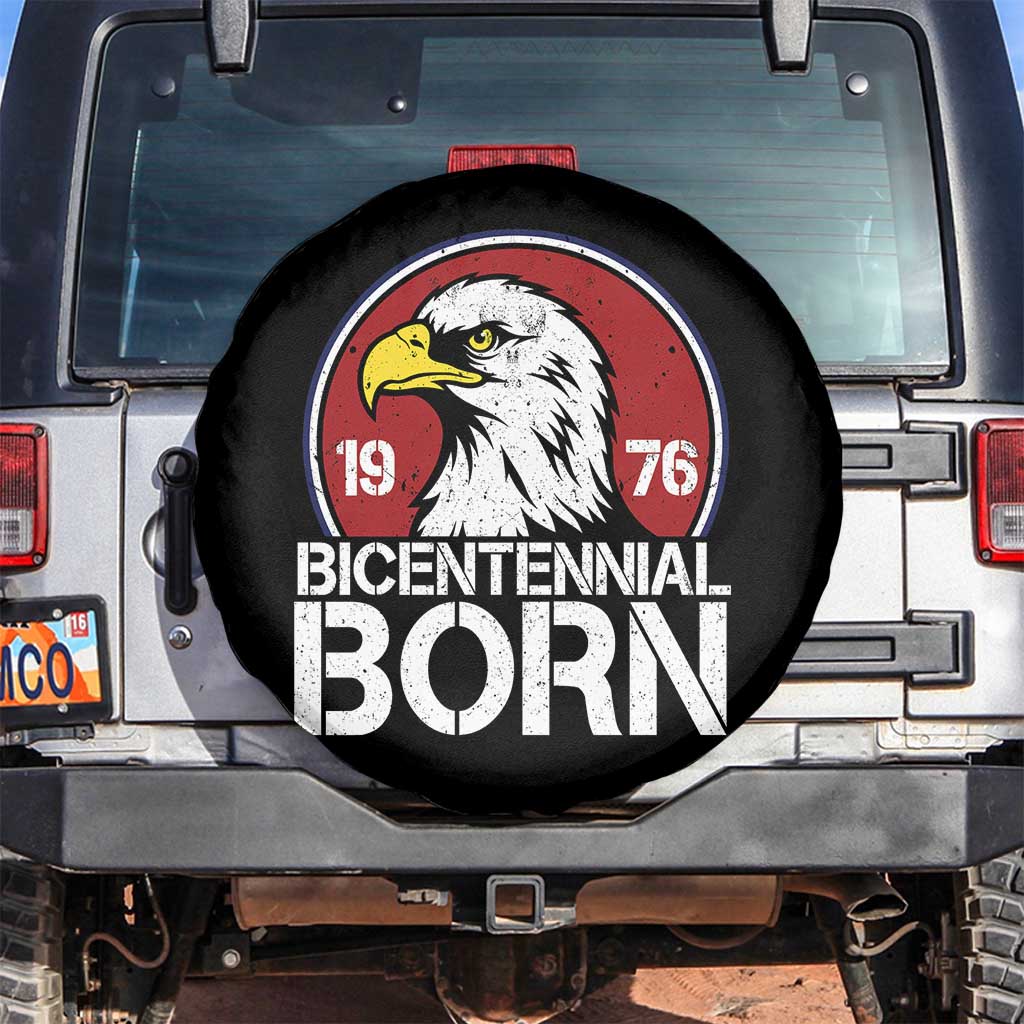 Patriotic Bicentennial Born 1976 Spare Tire Cover American Bald Eagle 50th Birthday TS02 No hole Black Print Your Wear