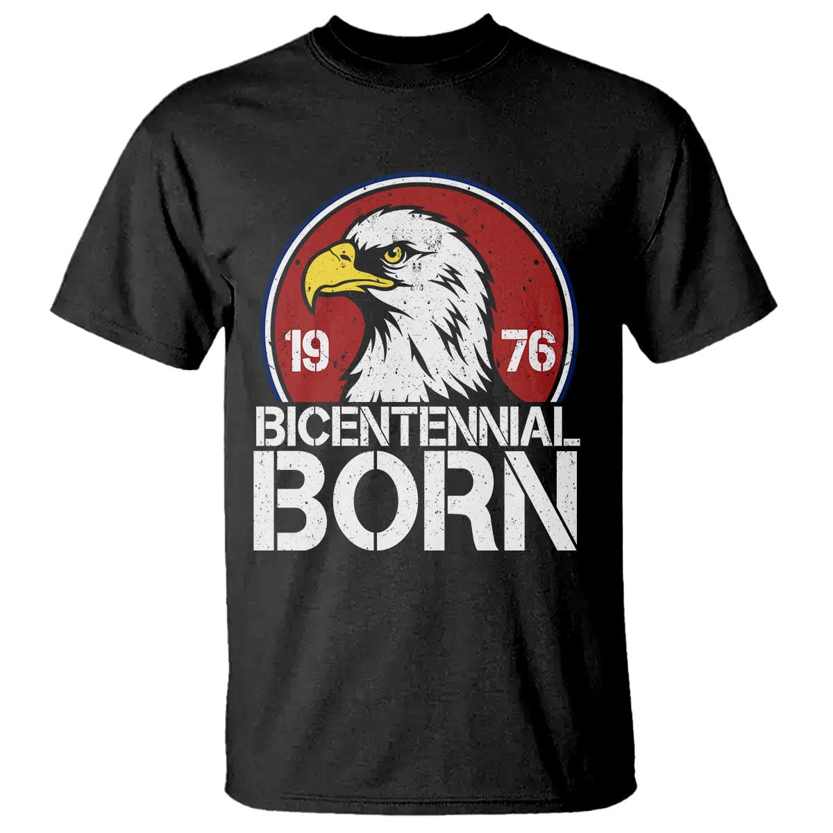 Patriotic Bicentennial Born 1976 T Shirt American Bald Eagle 50th Birthday TS02 Black Print Your Wear